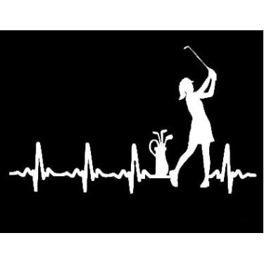 Imagem de Legacy Innovations LLI Golfista Feminina Batimento Cardíaco | Adesivo de Vinil Decalque | Laptop Carros Caminhões Vans Paredes | Branco | 14 x 8,4 cm | LLI1296