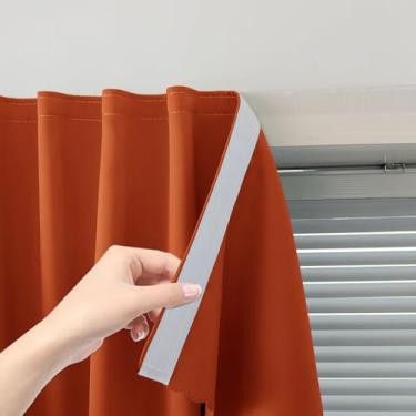 Imagem de Sovtfides Cortinas autoadesivas, cortina blackout portátil, simples e fácil de instalar, janela de quarto, isolamento térmico, cozinha, quarto, escurecimento, preto, cortinas pequenas, 119 cm L x 243