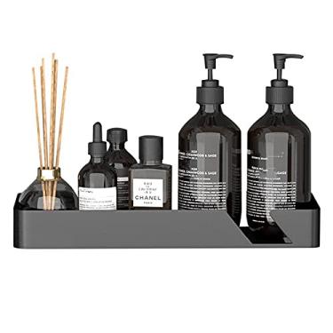 Imagem de WYUYIWH Prateleira de chuveiro montada na parede, suporte de chuveiro, sem perfuração, adesivo antiferrugem de alumínio para cozinha, banheiro, preto, camada A1, 45 cm