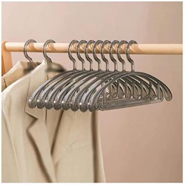 Imagem de Cabides para casacos, cabides que economizam espaço, 10 cabides de plástico, duráveis, cabides antiderrapantes, ótimos para camisas, calças, cabides (B) (C)