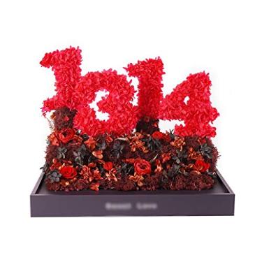 Imagem de WYUYIWH Flor Artificial Flor Eterna Confissão Preservada Flor Preservada Caixa de Presente 520 1314 Rosa Verdadeira Esposa Namorada Ornamentos de Aniversário (Vermelho 1314)