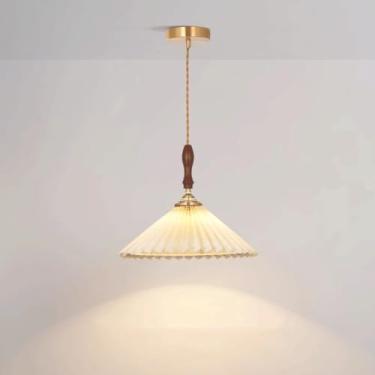 Imagem de YQSLQZZ Lustre vintage para sala de jantar, iluminação decorativa de cabeceira japonesa, luzes de teto suspensas, luminária pendente sobre mesa de jantar, luz E27*1, altura ajustável
