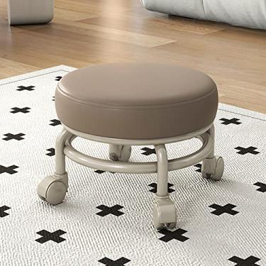 Imagem de LYECYGJL Banqueta cosmética com rodas, banco pequeno com rodas para loja, garagem, jardim, bancos baixos portáteis com rodas, banco redondo multifuncional com assento com rodas (G) (B)