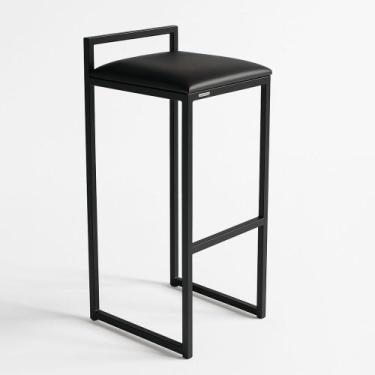 Imagem de Banqueta Ferro Alta Industrial Metal Bar Moderno material sintético - 