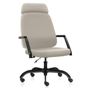 Imagem de Cadeira de Escritório Giratória Diretor com Apoio de Cabeça Hub F02 Sintético Areia - Lyam Decor