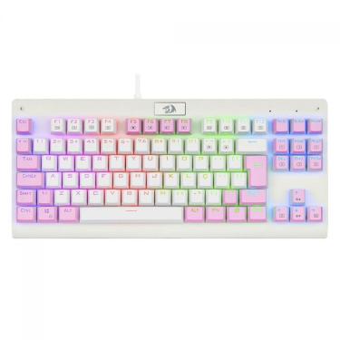 Imagem de Teclado Mecânico Gamer Redragon Dark Avenger - RGB Switch Azul - ABNT2 - Branco e Rosa - K568WP-RGB-Unissex