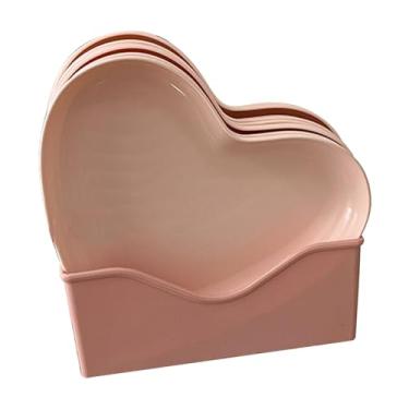 Imagem de Gsycle Travessa de servir em forma de coração, pratos de salada de sobremesa, prato de jantar, pratos de coração de plástico para sobremesa, utensílios de cozinha versáteis para festas, reuniões