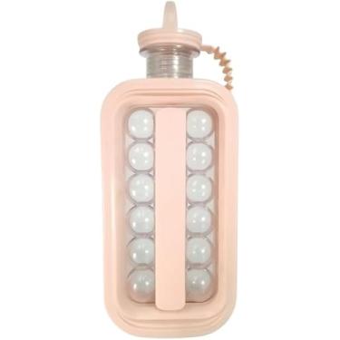 Imagem de Forma de Gelo com Tampa e Alça para Transporte Rosé – 12 Esferas, Plástico BPA Free, Compacta e Empilhável