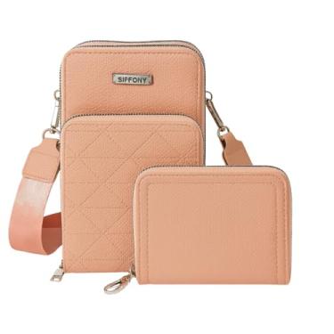 Imagem de Kit Bolsa Carteira Porta Celular Alça Transversal Tiracolo QUBCCUM (Rosa Claro)