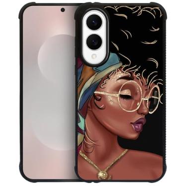 Imagem de DAIZAG Capa para Samsung Galaxy S25 Edge, amortecedores de quatro cantos, antiderrapante, capa protetora com absorção de choque para meninas e meninos - meninas negras com óculos