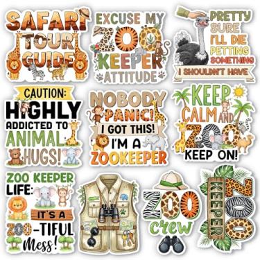 Imagem de HOSALA Pacote de adesivos de zookeeper (10 peças de 7,6 cm), adesivo zoológico zoológico, presente de zoólogo, animais selvagens, safári, zoológico, decoração para laptop, tablet, planejador, garrafa