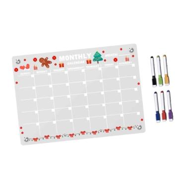 Imagem de Esquirla Calendário de quadro branco para geladeira com marcadores, quadro de mensagens prático, planejador portátil, planejador mensal para cozinha e casa, L