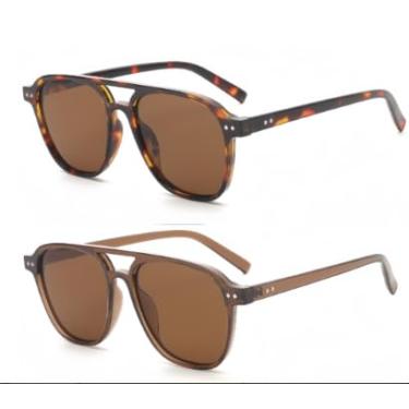 Imagem de Óculos de sol vintage quadrado aviador para mulheres e homens, armação clássica retrô para unhas de arroz, 2 peças