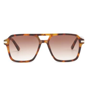 Imagem de Óculos de sol retrô dos anos 70 para mulheres e homens, óculos de sol quadrados vintage, Tartaruga marrom/marrom gradiente, Medium