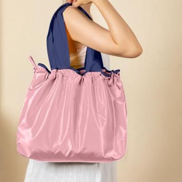 Imagem de Sacolas de compras reutilizáveis coloridas laváveis na máquina duráveis e leves (rosa, grande)