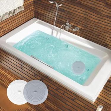 Imagem de Pacote com 2 rolhas de banheira, tampão de drenagem de silicone grande de 12,7 cm, tampa de sucção plana para cozinha, acessórios de banheiro e lavanderia