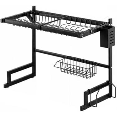 Imagem de Escorredor de Louça Suspenso, Preto, 65cm, Organizador Vertical para Pia, Suporte para Pratos, Talheres e Utensílios de Cozinha
