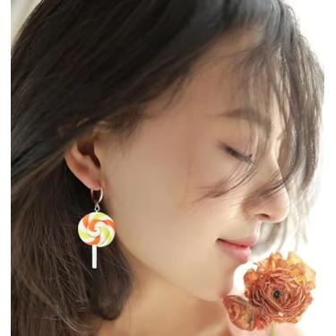 Imagem de 8 peças de pingentes de pirulitos de polímero colorido fofo pingente de doces criativos acessórios para brincos faça você mesmo, pulseiras, colares, artesanato