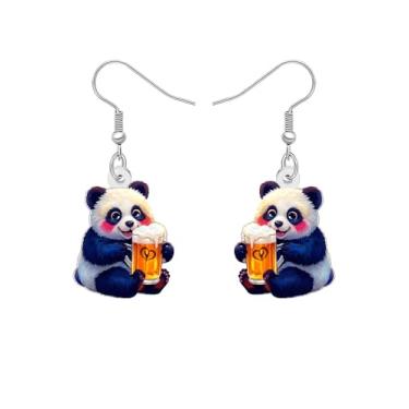 Imagem de Brincos pendentes de caneca de cerveja Oktoberfest, decorações fofas com design de gnomo de pretzel e panda para festivais de cerveja, joias, presentes para mulheres, Medium, Acrílico, Sem pedra