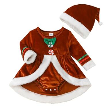 Imagem de ADXSUN Macacão de Natal para bebês meninas My First Christmas Outfit Roupas de Papai Noel 0-18 meses