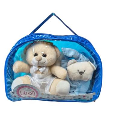 Imagem de Kit Presente do bebe Recem Nascido azul Ursinho pelucia anjo decoração quarto bebe naninha grande macia hipoalerginica ED1 Brinquedos