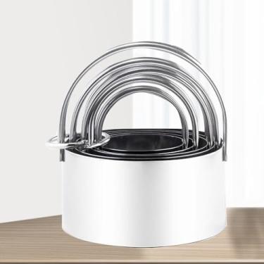 Imagem de Conjunto de cortador de biscoito redondo de 5 peças com alças, ferramentas de cozimento com borda ondulada, adequado para biscoitos, fondant e pastelaria