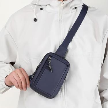 Imagem de Pochete transversal grande para esportes, treino, viagem, corrida, casual, com as mãos livres, bolsa para celular, Azul, Tendência