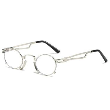 Imagem de Óculos de Sol Ovais Pequenos Femininos com Armação de Metal Irregular, Estilo Punk Masculino, Proteção UV400 para Esportes ao Ar Livre, Corrida e Ciclismo, Prata e Lentes Transparentes