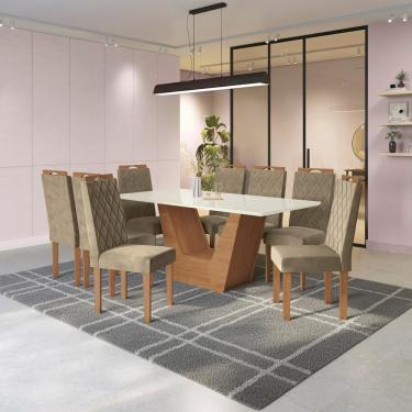 Imagem de Conjunto Sala De Jantar Verbana Kappesberg 8 Cadeiras Veludo Bege