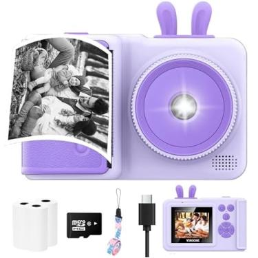 Imagem de Câmera infantil com impressão instantânea, câmera instantânea 1080p para crianças que imprimem fotos, presentes de aniversário de Natal para meninas, brinquedo de câmera digital para meninos de 3, 4