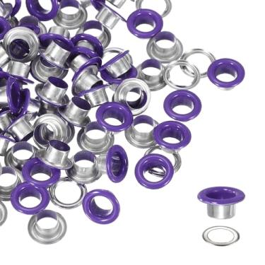 Imagem de YELARXI Kit de ilhós, ilhós de metal, kit de ilhós com arruelas 6 mm 1/10.2 cm encaixe interno redondo para (tecido/sapatos/roupas/artesanato faça você mesmo/bolsa/cinto) conjunto 250 e roxo