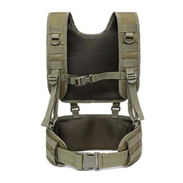 Imagem de Cinto de batalha acolchoado tático com tiras de suspensório destacáveis para treinamento do exército da patrulha ao ar livre (verde)