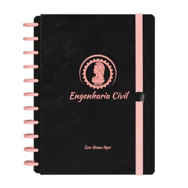 Imagem de Caderno De Disco Iscool Inteligente Personalizado 140 Folhas Profissões Preto Rosê Engenharia Civil Grande G+