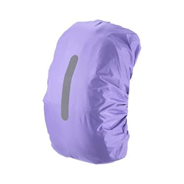 Imagem de Mochila impermeável 15-25L, capa de chuva, antiderrapante, com alça refletiva vertical, permanece seca para caminhadas, acampamento, caça, PP, roxo