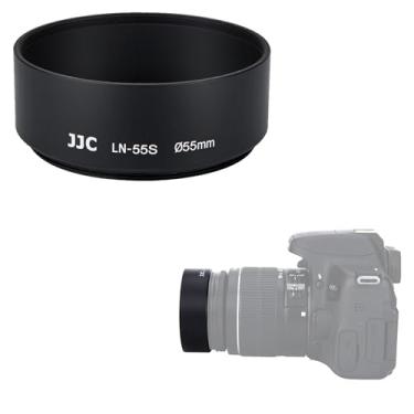 Imagem de JJC Para-sol de metal de alumínio padrão de 55 mm para lentes com rosca de filtro frontal de 55 mm para Nikon AF-P DX Nikkor 18-55 mm f/3.5-5.6G, lente Sony 85 mm f/2.8 Alpha A-Mount Standard Prime