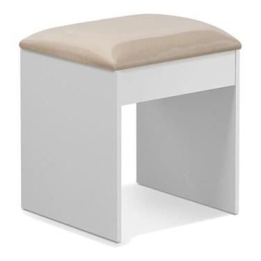 Imagem de Banqueta Maia com Almofada para Penteadeira Branco  Luapa