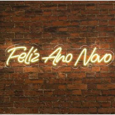 Imagem de Letreiro LED Neon Feliz Ano Novo 64x14 cm Decoração Festiva e Elegante
