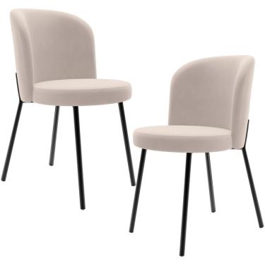 Imagem de Kit 2 Cadeiras Sala De Jantar Estofada Gavi L02 Suede Bege