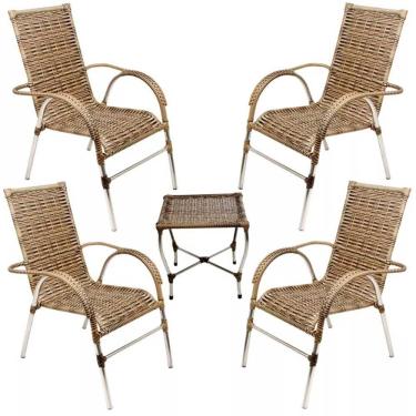 Imagem de Kit 4 Cadeiras Vênus E Mesa De Centro Garden Trama Original Capuccino