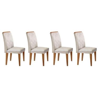 Imagem de Kit 4 Cadeiras Sala Jantar Lunara 4 Un Imbuia Suede Creme Rufato