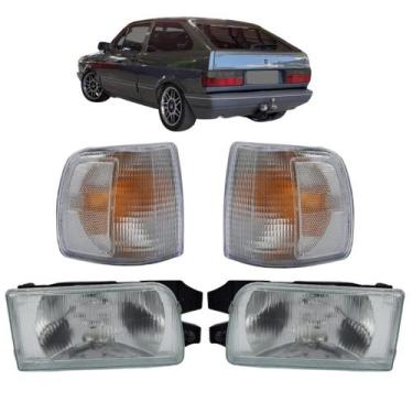 Imagem de Par Farol Gol quadrado Parati Saveiro 1991 1992 1993 1994 + Piscas Bra