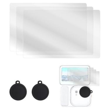 Imagem de Lente Protetor Tela para Insta360 Go Ultra, 3pçs HD Temperado Vidro Protetor de Tela com 2pçs Protetora Silicone Lente Cobertura Tampa & Limpeza Acessórios Anti-Risos Sensível ao Toque
