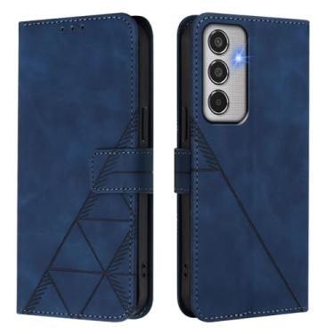 Imagem de LEMAXELERS Capa carteira para Samsung Galaxy M35 5G, capa de couro PU com [compartimentos para cartão] [suporte] [alça de pulso] [alça de pulso] proteção à prova de choque para Galaxy M35 5G, azul YB2