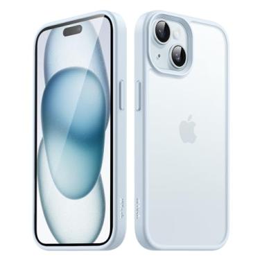 Imagem de JETech Capa Fosca para iPhone 15 6,1 Polegadas, Proteção Contra Quedas de Grau Militar à Prova de Choque, Case Traseira Translúcida Fosca para Telefone, Capinha Anti-Impressão Digital (Azul)