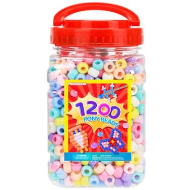 Imagem de Praisebank Contas de pônei, 1200 peças, 6 x 9 mm, contas por atacado, pulseiras para fabricação de joias, artes e artesanato (Candy)
