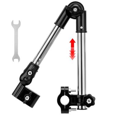 Imagem de Suporte de guarda-chuva de liberação rápida tipo B em preto, dobrável, ajustável em 360° e 180°, chave incluída, ótimo para uso com carrinhos de bebê e bicicletas elétricas