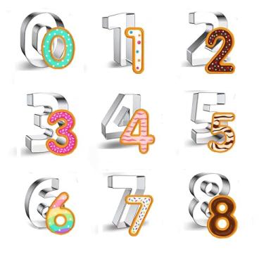 Imagem de Conjunto de ferramentas de cortador de biscoito numérico, 9 peças, conjunto de cortadores de biscoito de aço inoxidável de 3,8 cm, ferramentas de molde de massa de frutas para Halloween, Natal