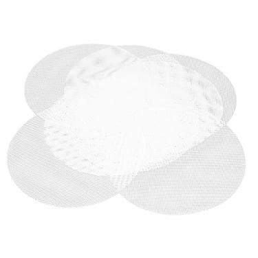 Imagem de Cryfokt As Esteiras da Malha do Silicone de 10 Pces Impedem a Colagem de Forros Reutilizáveis ​​para o Design Cortável de Bambu Redondo Branco para Bolinhos de Pães de (22cm)