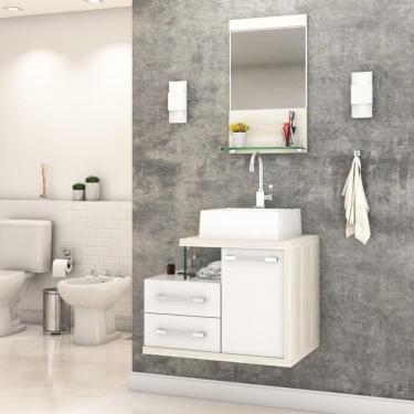 Imagem de Gabinete Para Banheiro C-cuba Q355 E Espelheira Legno 651 Branco Chess C-snow