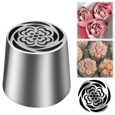 Imagem de Jiozermi Ponta de tubulação russa extra grande, bico de cobertura de flores de aço inoxidável, bocal de confeiteiro floral para decoração de bolo de aniversário, cobertura, biscoito de creme, faça